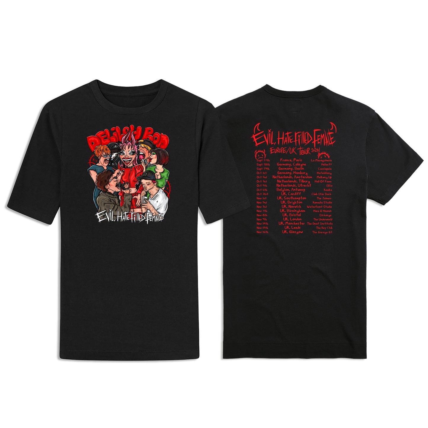 'Evil, Hate Filled Female' 2024 Small & Medium Tour T-shirt