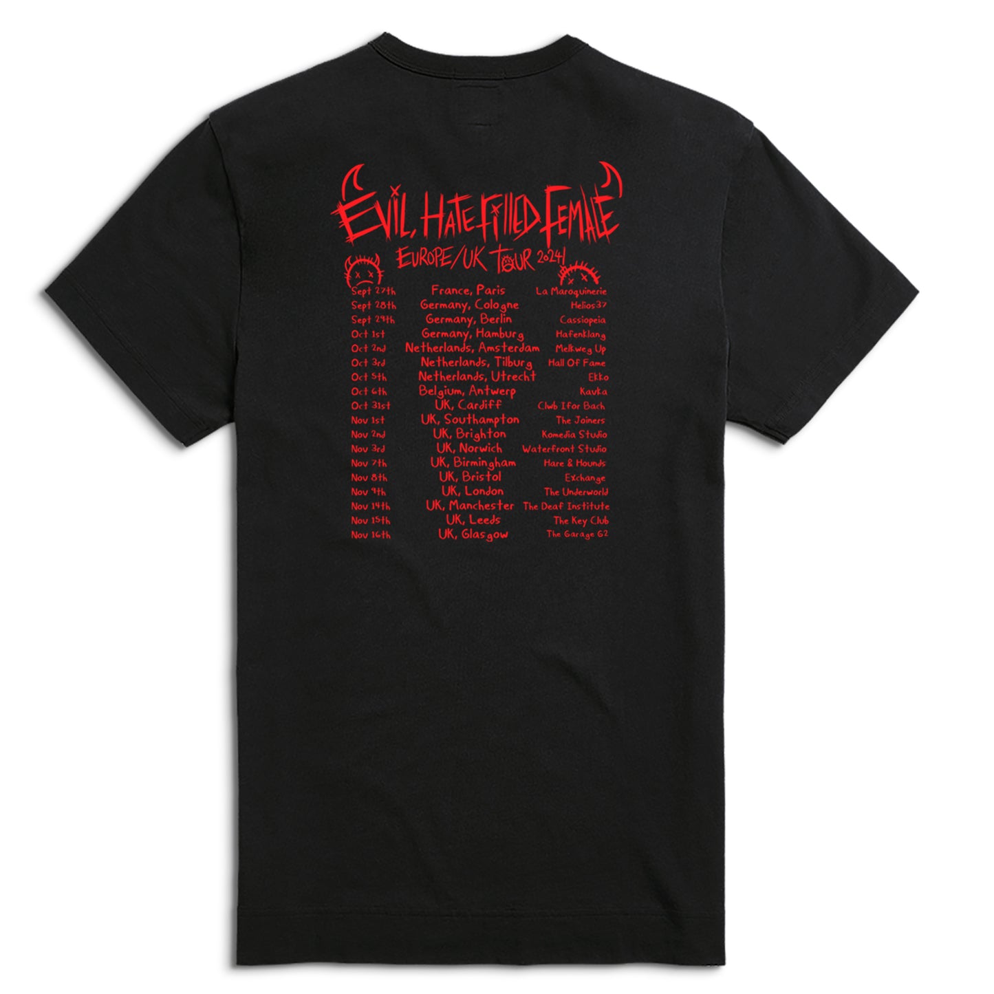 'Evil, Hate Filled Female' Cartoon Album Tour Tshirt - LAST CHANCE!