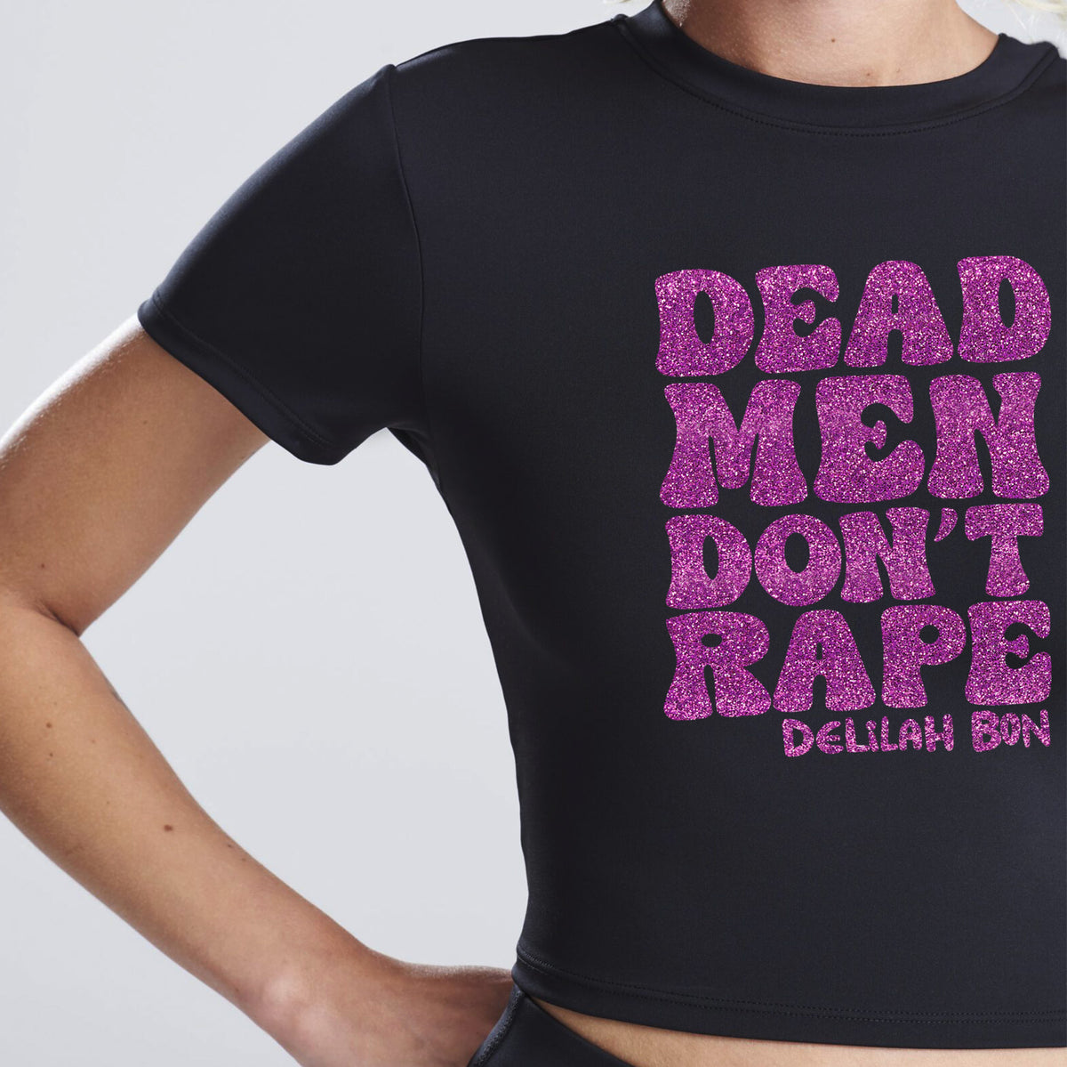 'Dead Men Don't Rape' Purple Glitter Sporty Crop (S-4XL)