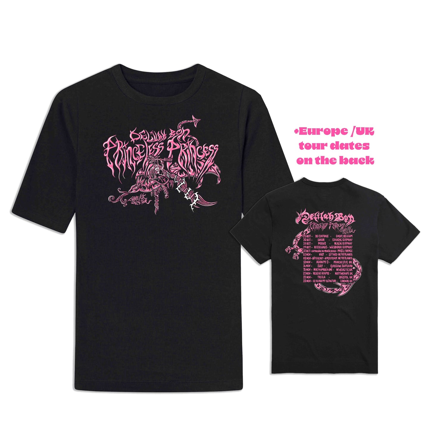 PRINCELESS PRINCESS TOUR DATES T-SHIRT 2025