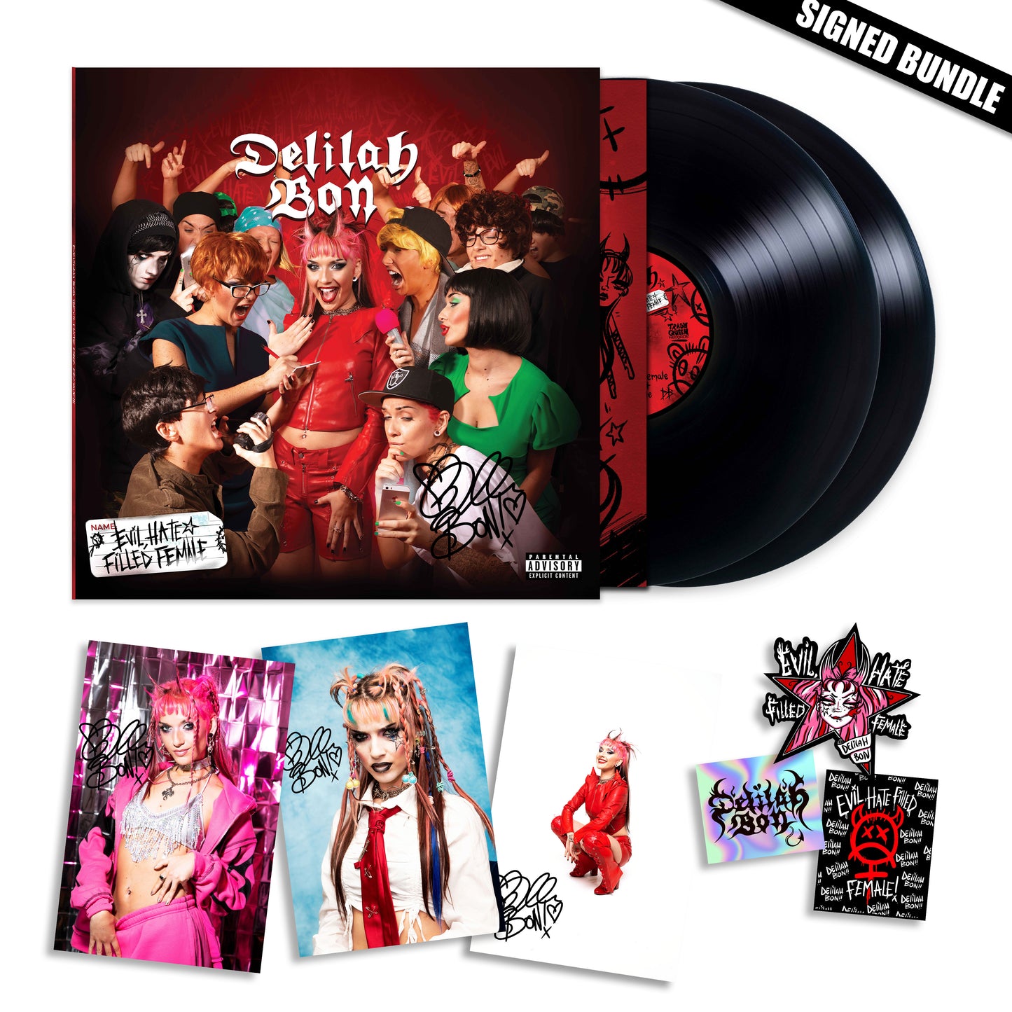 EHFF Black Heavy Weight Double Gatefold Vinyl / Photo / Sticker Signed Bundle