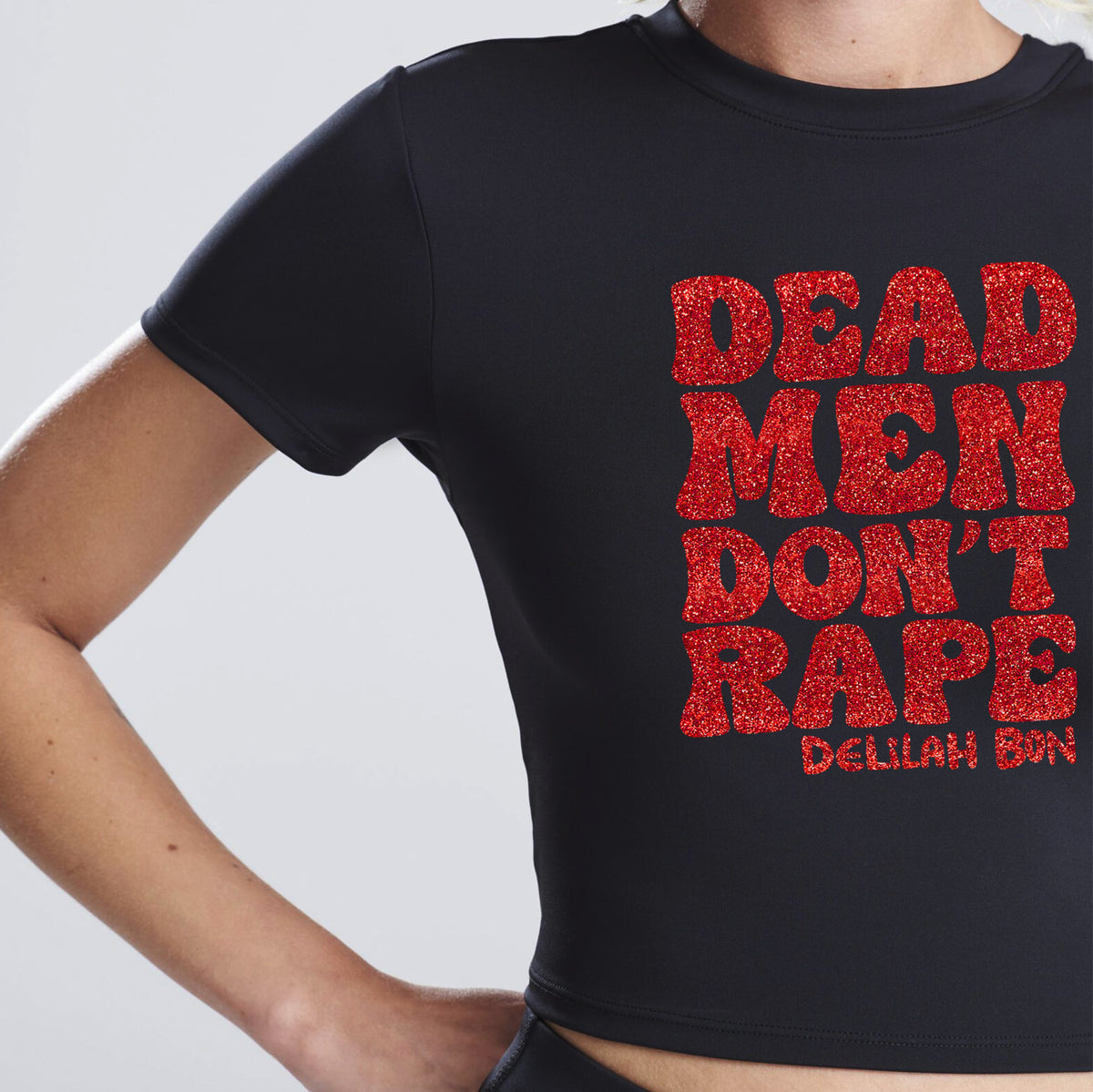 'Dead Men Don't Rape' Red Glitter Sporty Crop (S-4XL)