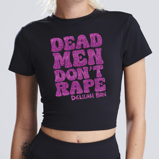 'Dead Men Don't Rape' Purple Glitter Sporty Crop (S-4XL)