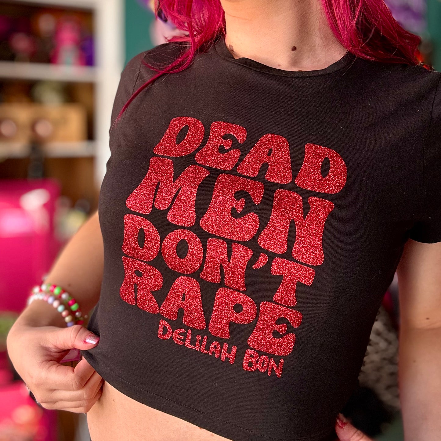 'Dead Men Don't Rape' Glitter Crop