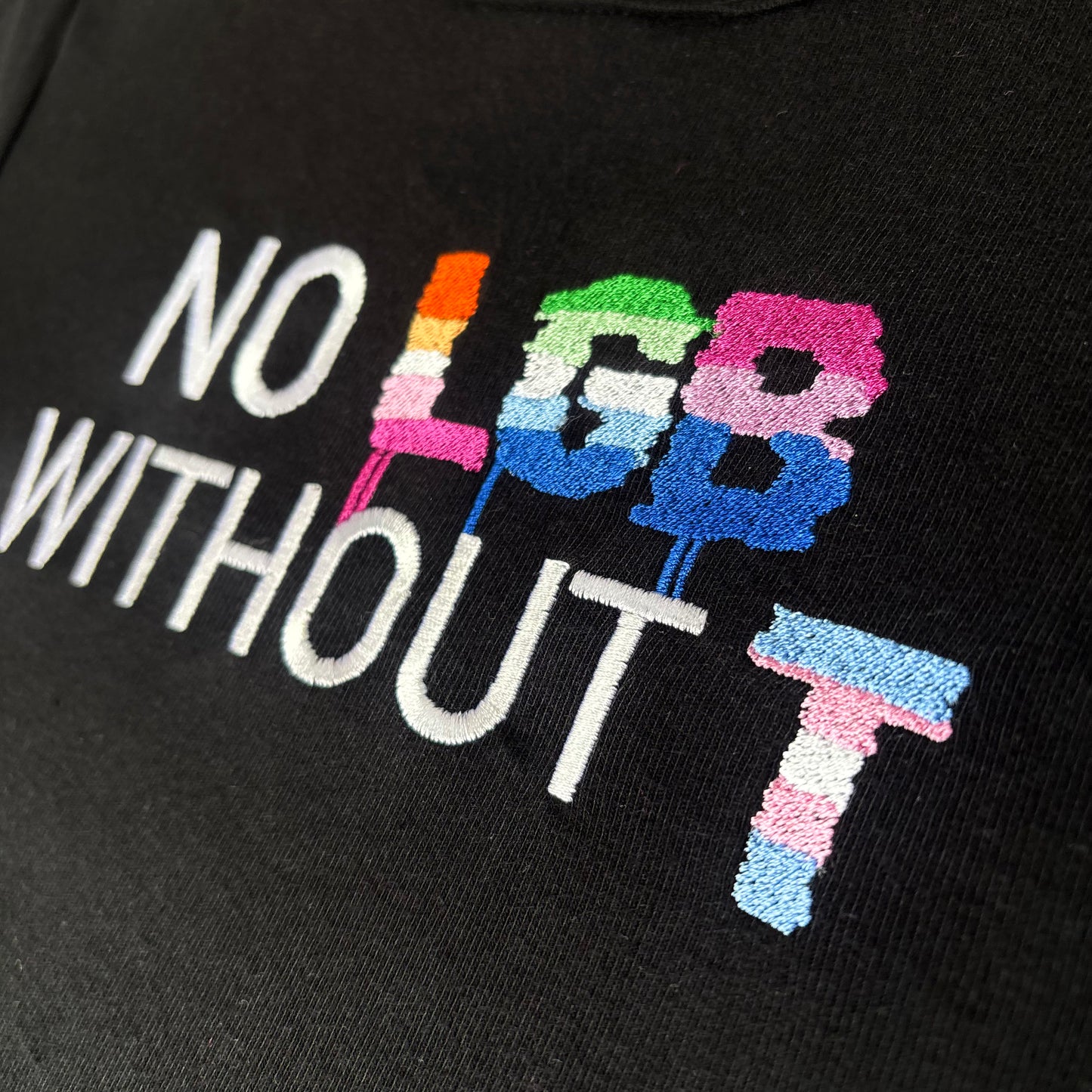 'NO LGB WITHOUT T' 🏳️‍🌈 Embroidery Crop *NEW*