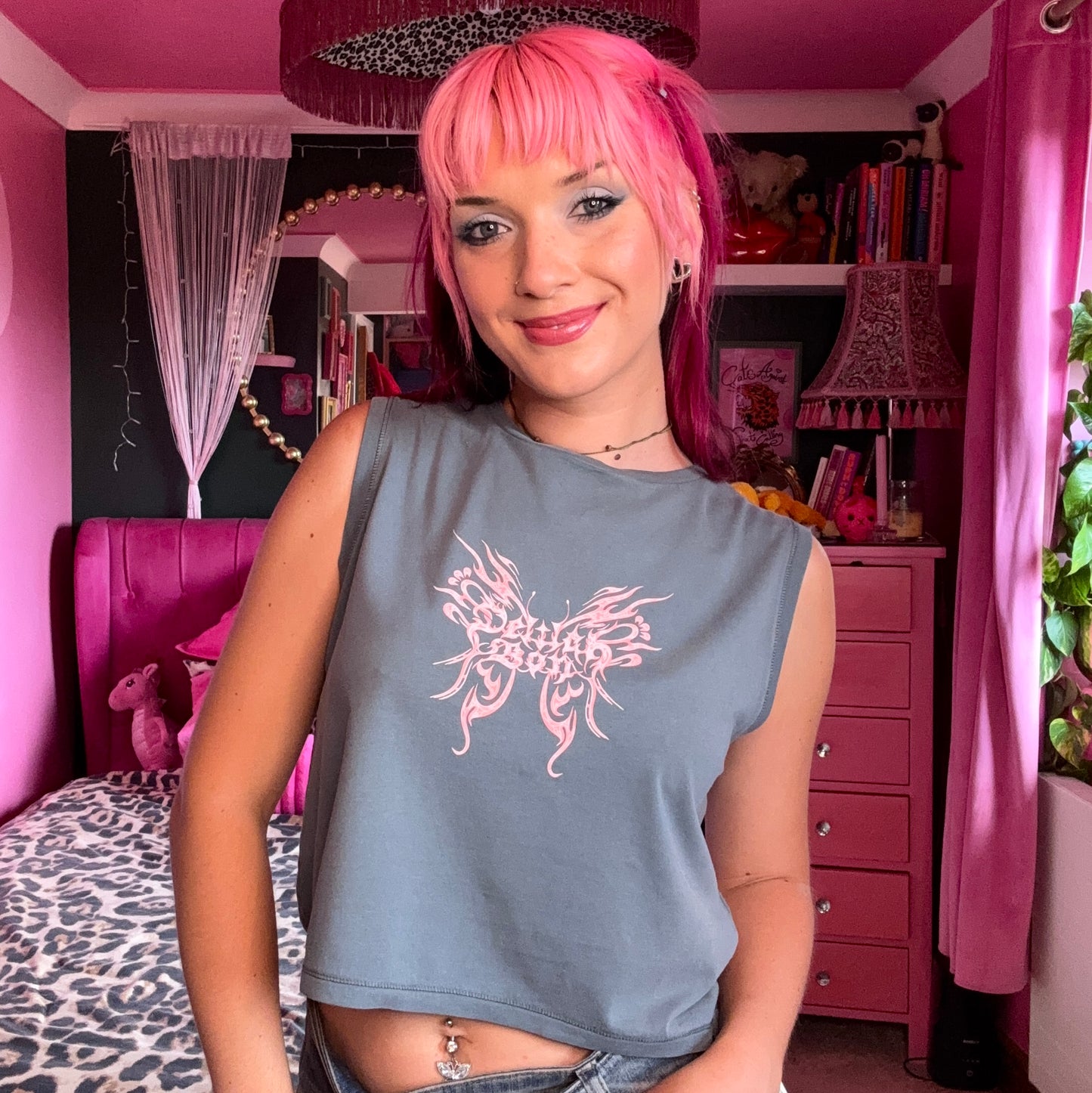 'Butterfly Logo' Faded Grey Tank Top *NEW*
