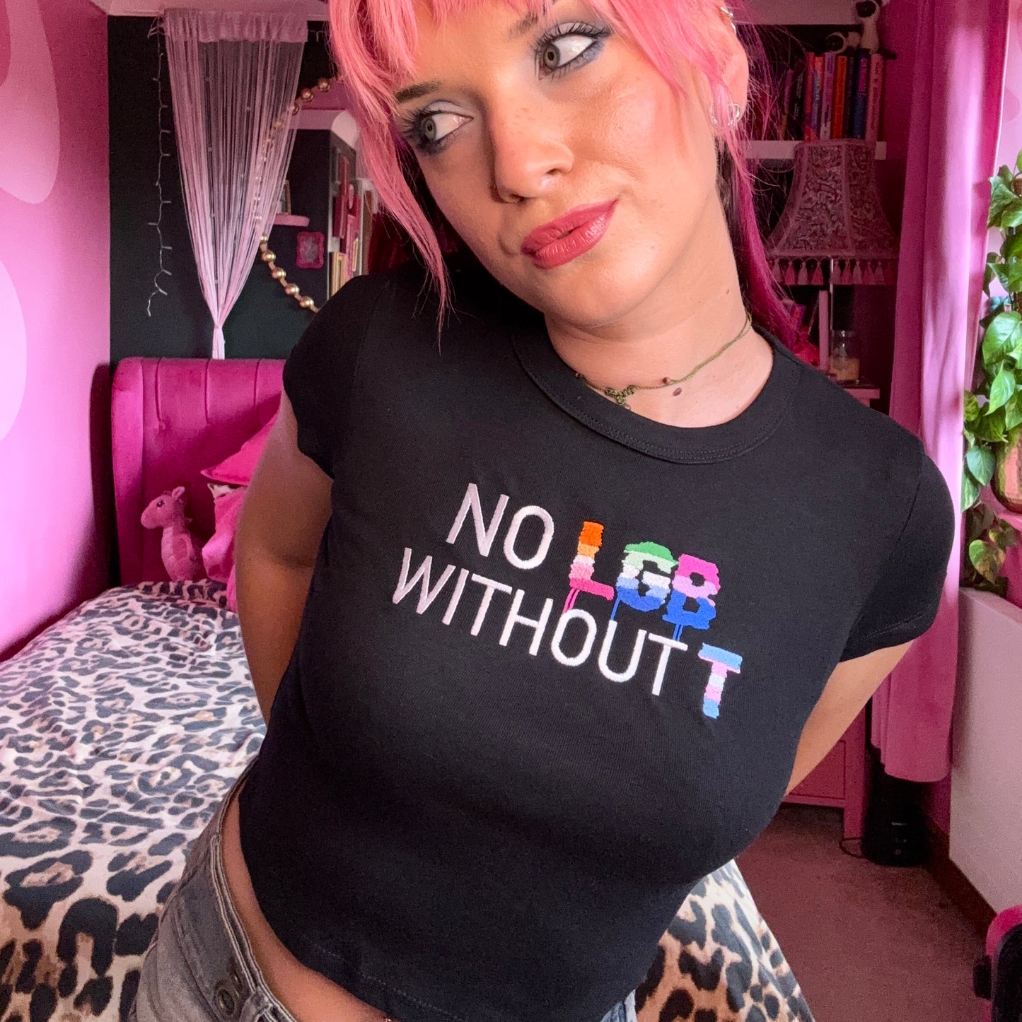 'NO LGB WITHOUT T' 🏳️‍🌈 Embroidery Crop *NEW*