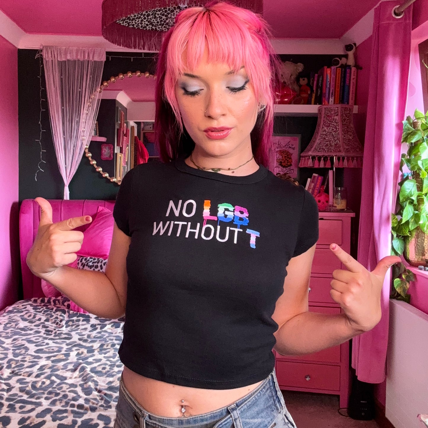 'NO LGB WITHOUT T' 🏳️‍🌈 Embroidery Crop *NEW*