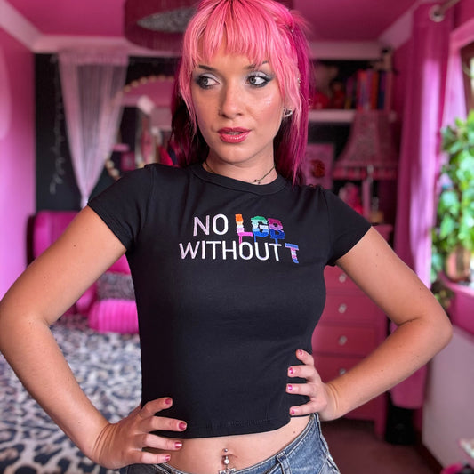'NO LGB WITHOUT T' 🏳️‍🌈 Embroidery Crop *NEW*