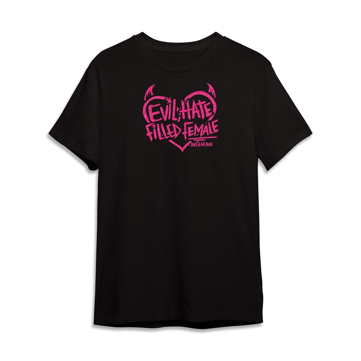 'Evil, Hate Filled Female' Pink Glitter Heart Unisex