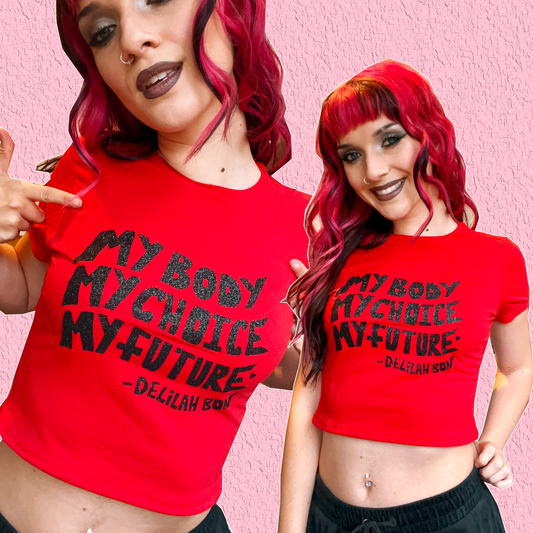 'My Body Choice Future' Glitter Crop Top - Pre-Order for Dec delivery