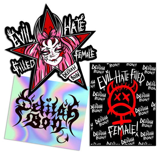 'Evil, Hate Filled Female' Sticker Bundle