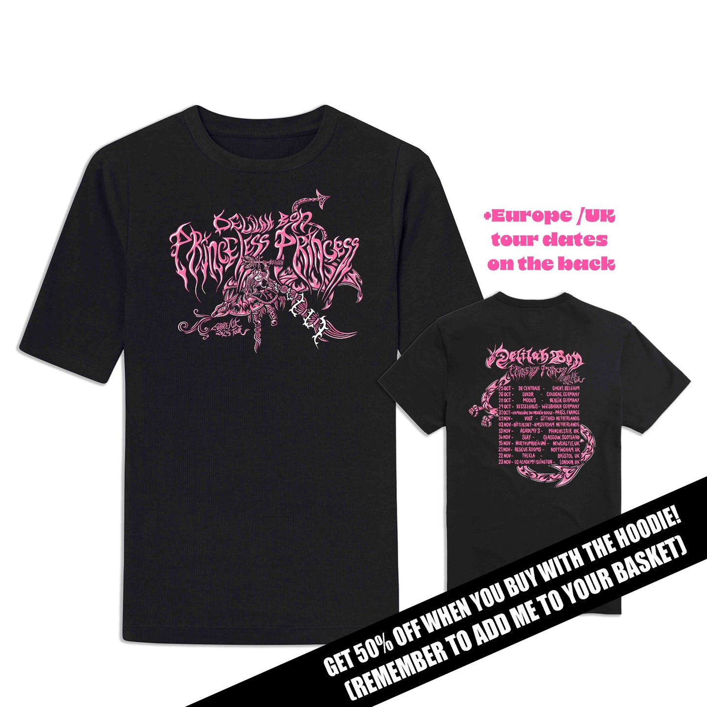 PRINCELESS PRINCESS TOUR DATES T-SHIRT 2025